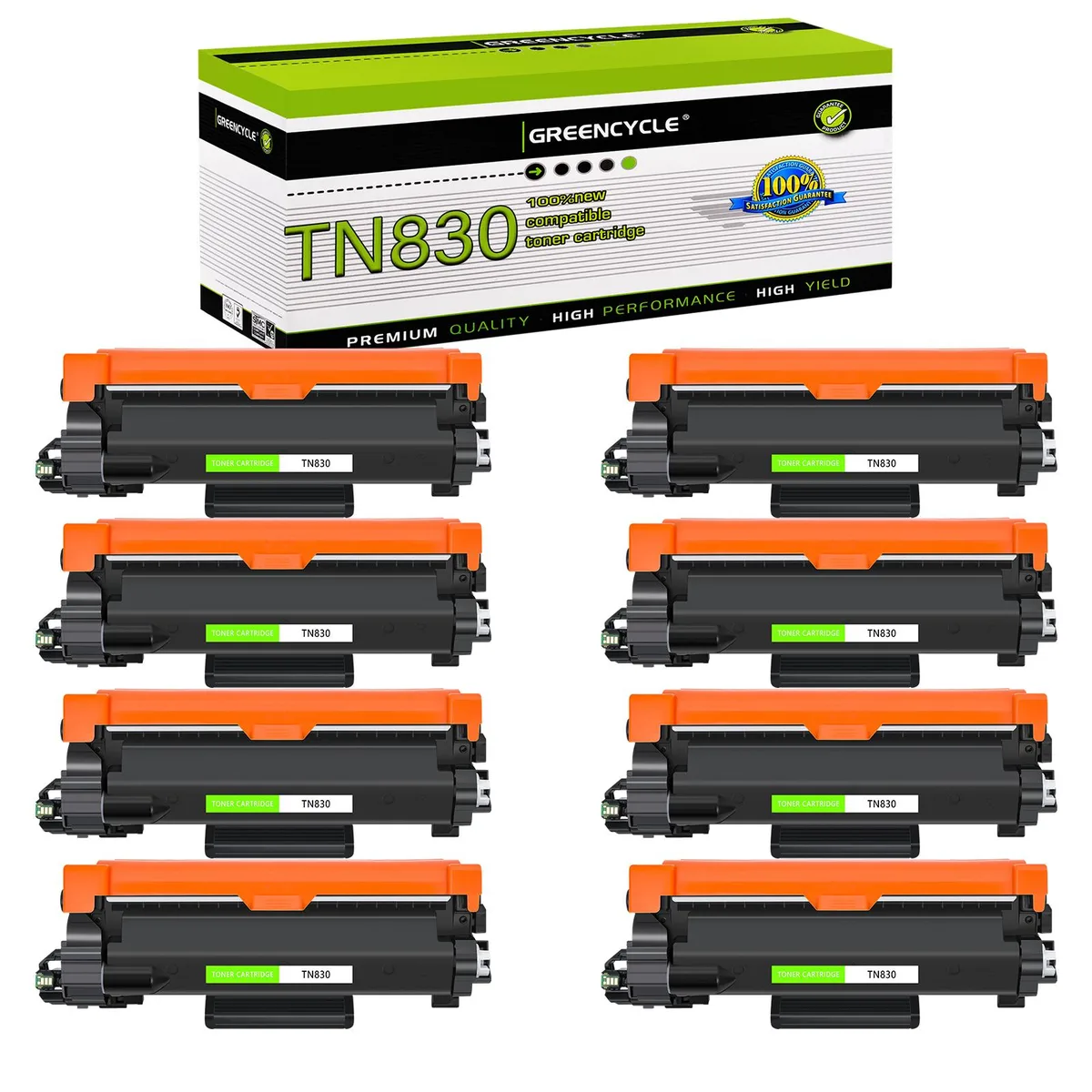 GREENCYCLE GREENCYCLE 8-Pack Compatible Black Toner Cartridge TN830XL 1200 Pages — product photo