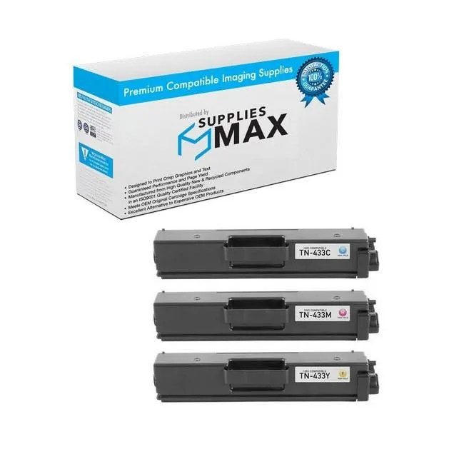 SuppliesMax SuppliesMax TN-433CMY toner cartridge combo pack (cyan/magenta/yellow) 4000 pages — product photo