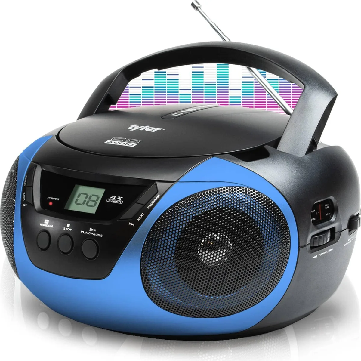  Tyler TAU101-BL Portable Boombox CD Player AM/FM Radio, Blue — product photo