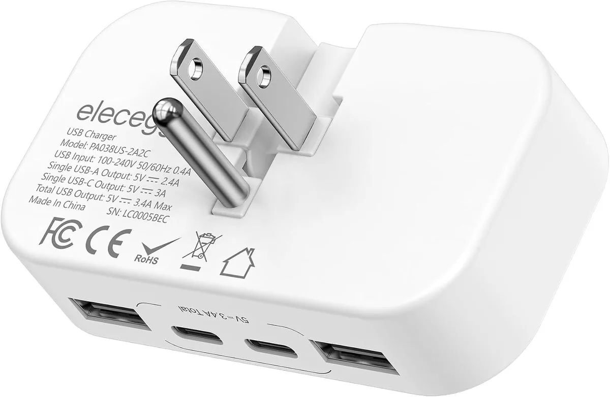 ONITOON ONITOON 4 Port USB C Wall Charger 17W Foldable Flat .8in 3.4oz — product photo