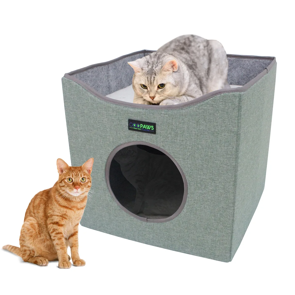 Jespet Inc Jespet Inc GOOPAWS Foldable Cat Condo Bed Green 15.4 x 15.4 x 15.0 in — product photo
