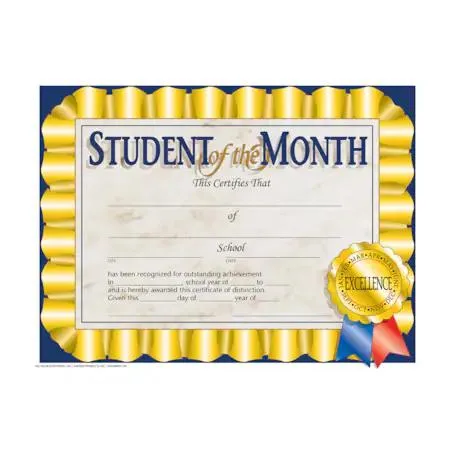 Hayes Hayes VA528-5 Student of The Month Certificate Paper Pack of 5 — product photo