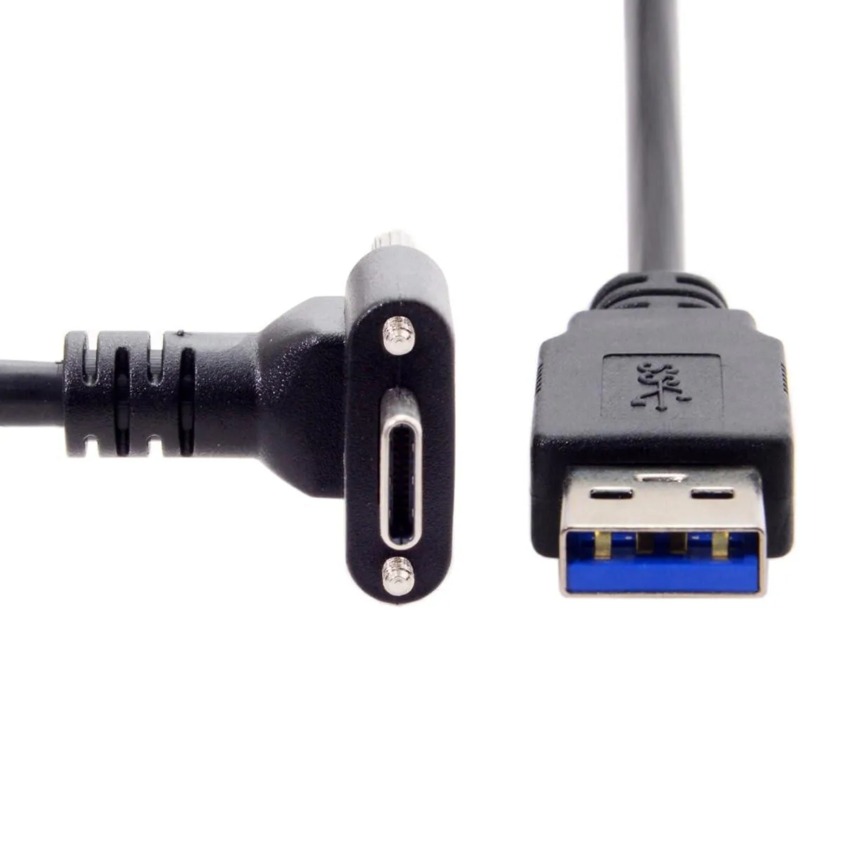 Fervit Fervit USB-C to USB 3.0 Screw Locking 90° Angled Cable 30cm — product photo
