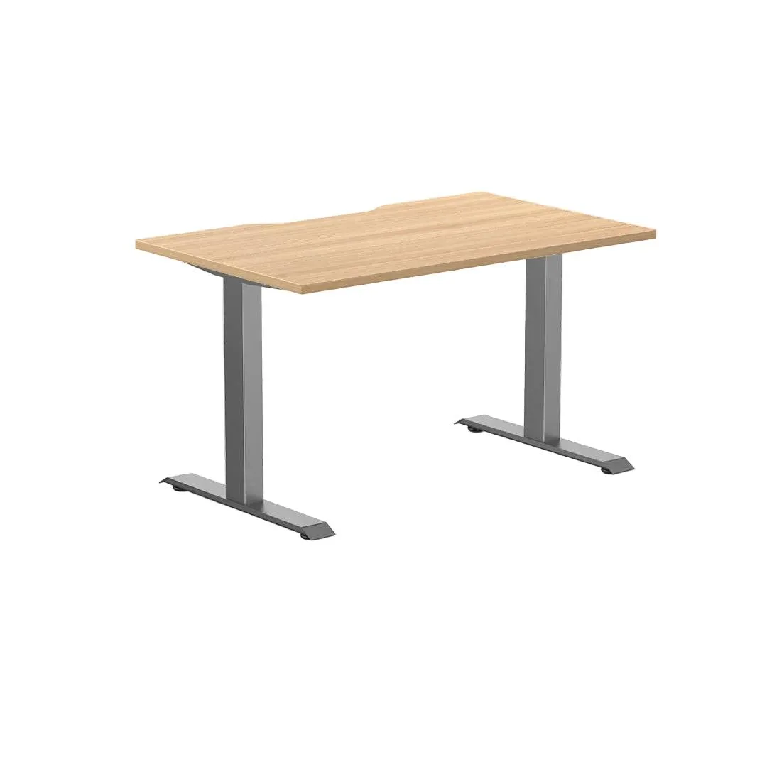 Desky Desky Zero Scalloped Laminate Desk Sublime Teak 47.2 x 29.5 in Space Gray — product photo