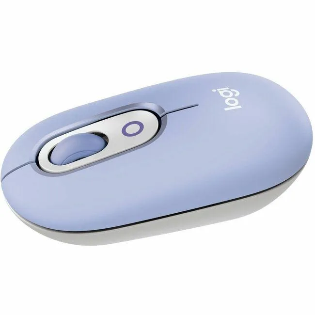 Lilac compact wireless mouse with scroll wheel and four buttons