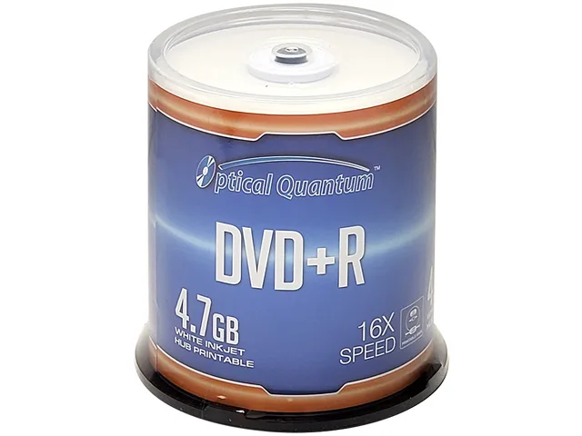 VinPower VinPower OQDPR16WIPH-BX 4.7GB 16X DVD+R White Inkjet Printable 100 spindle dvd media — product photo