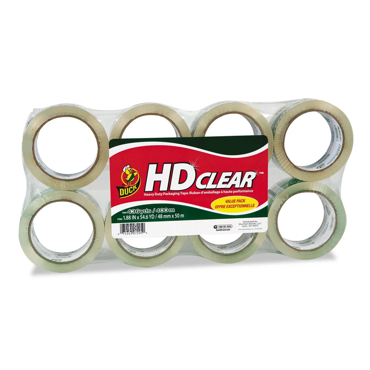 Duck Duck DUC282195 Packaging Tape 1.88" x 55 yd Clear 8/Pack — product photo