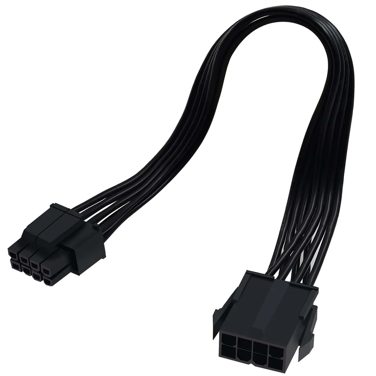 Two black 9.5-inch CPU 8-pin extension cables with male and female connectors