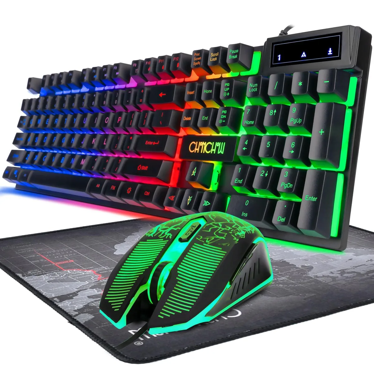 DNBeffulgent DNBeffulgent 101 Gaming Keyboard &amp; Mouse Combo 4800 DPI Rainbow Backlit — product photo