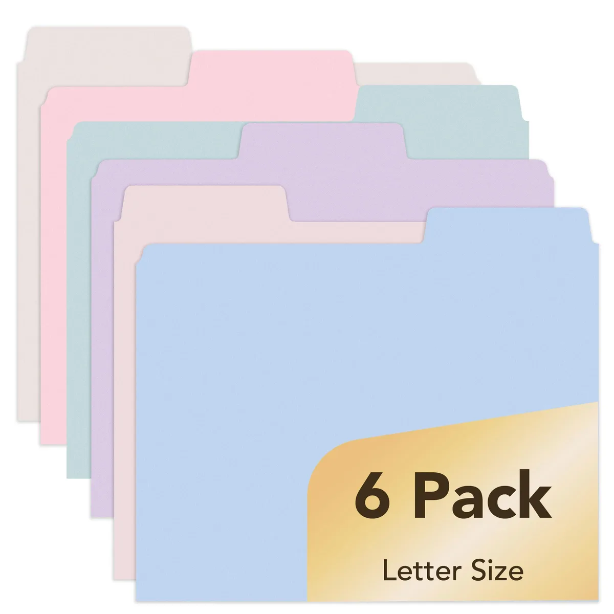  Mr. Pen Pastel File Folders 1/3 Cut Tab 6 Pack Letter Size 8.6 x 11.6 inches — product photo