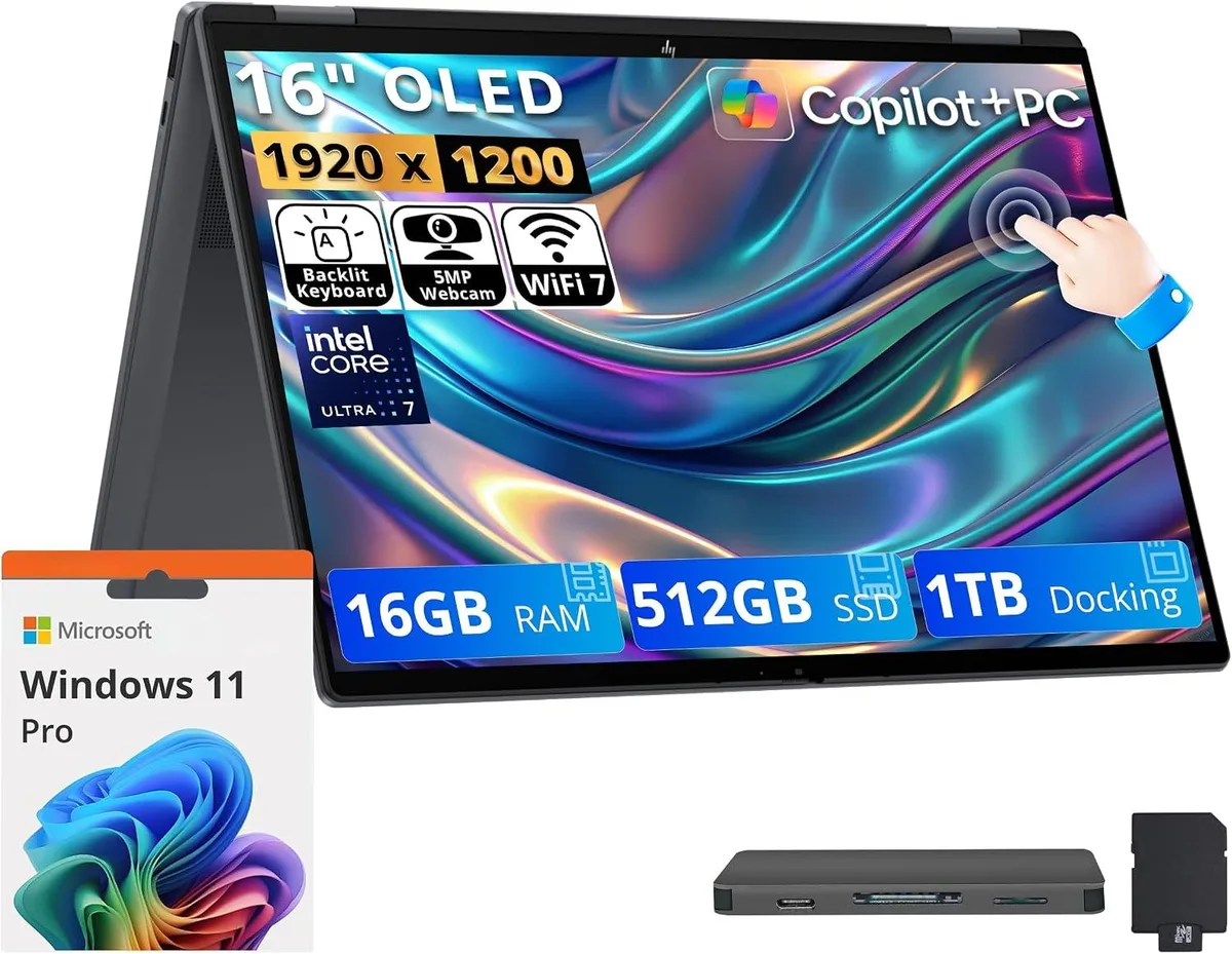 HP HP OmniBook X Flip 16" 2K OLED 2-in-1 Intel Core Ultra 7 355 16GB 512GB Gray — product photo