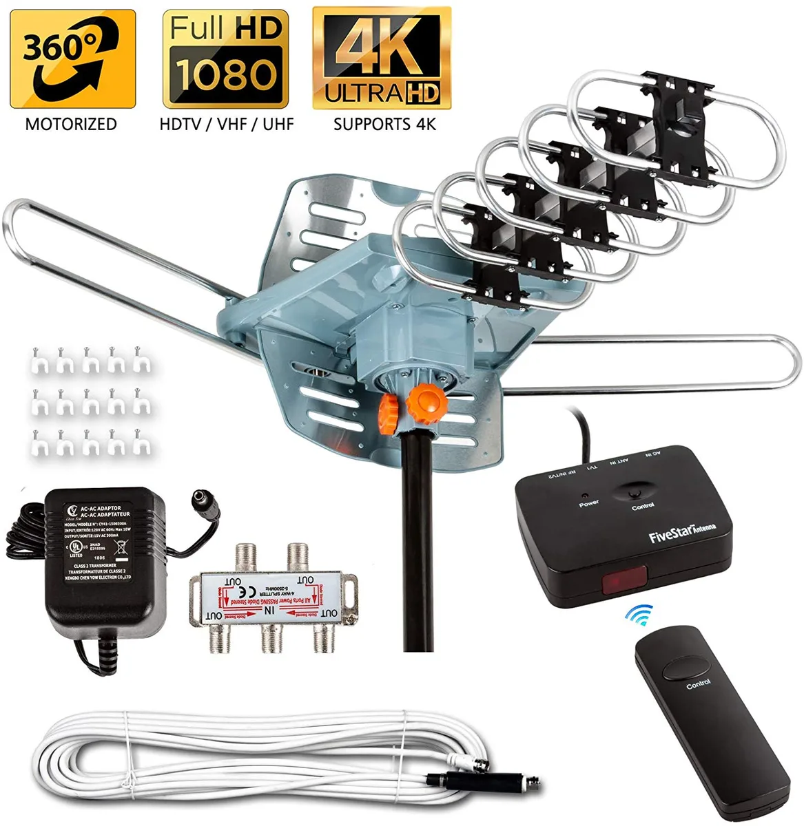FiveStar FiveStar FSA-5809 150 Miles Outdoor TV Antenna 360 Rotation 40ft Cable — product photo
