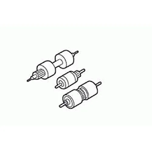 Three cylindrical feed rollers in light grey rubber with black plastic end caps
