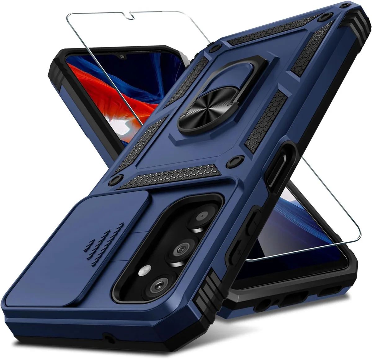TAURKENAM TAURKENAM Galaxy A25 5G Case with Slide Camera Cover, Kickstand, Screen Protector, Blue 2024 — product photo