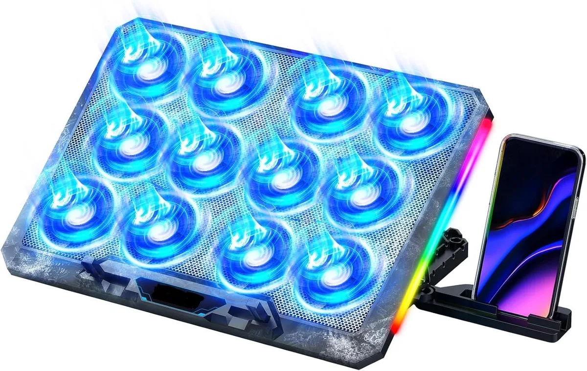 Corn Electronics Corn Electronics Laptop Cooling Pad 12 Fans 17.3" 5 Heights RGB — product photo