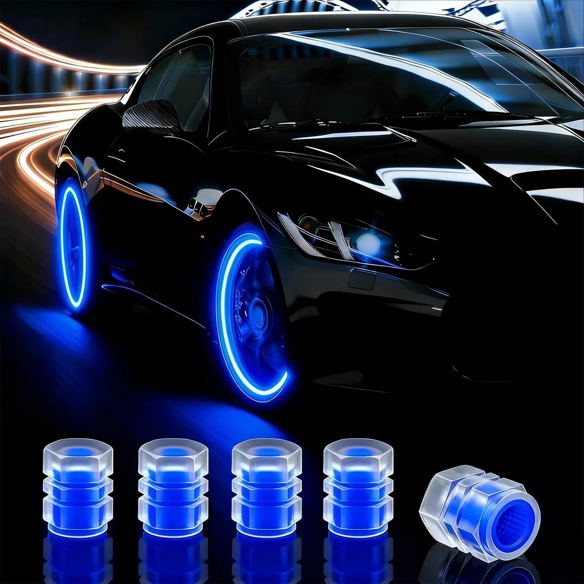  Meterk 20 Pcs Glow in The Dark Tire Valve Caps Blue — product photo