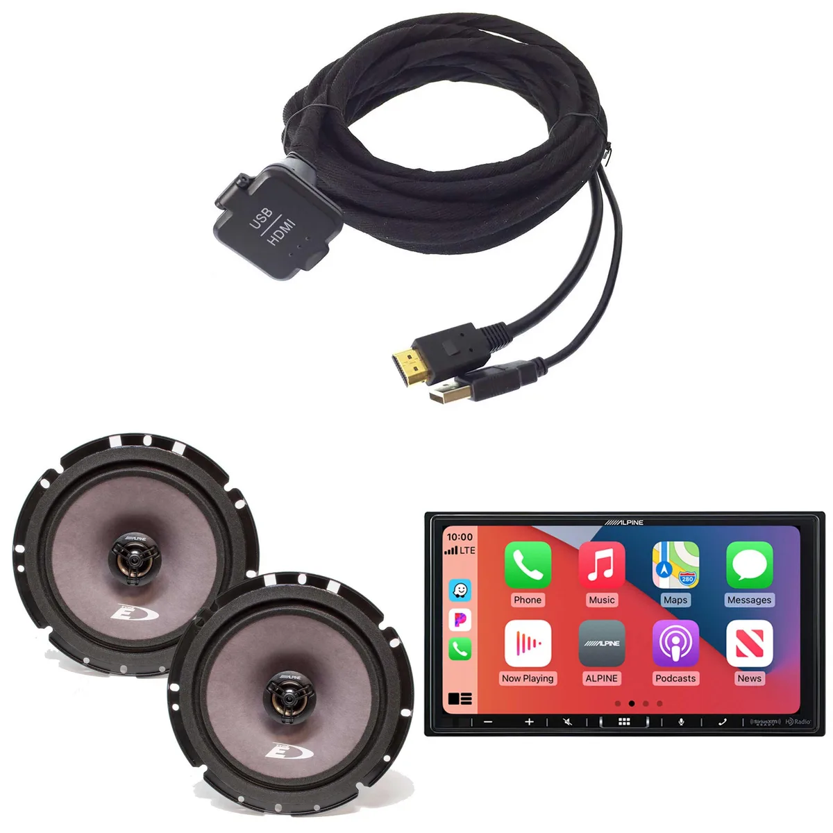 Alpine Alpine iLX-407 Bundle with KCU-315UH Cable and SXE-1726S 6.5" Coax Speakers — product photo