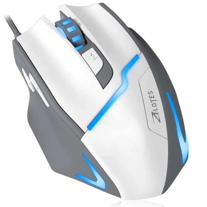 Jansicotek Jansicotek T-10 7200 DPI 7 Button USB Wired Gaming Mouse White — product photo