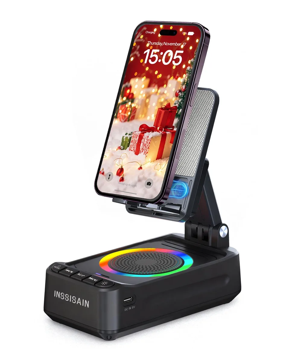  INSSISAIN 5-in-1 Phone Stand Speaker Bluetooth 5.3 RGB — product photo
