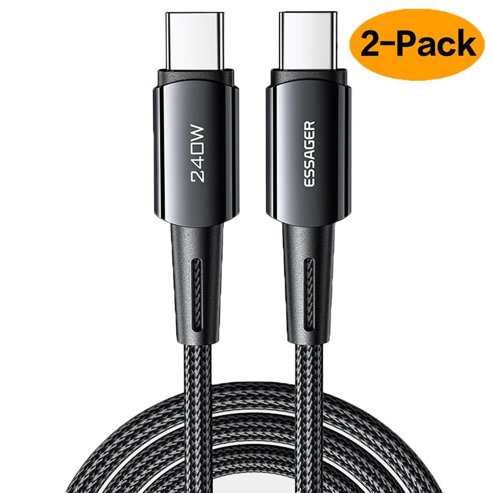 ESTONE ESTONE Essager CG240W USB-C to USB-C cable 2-pack 3.3ft Black — product photo