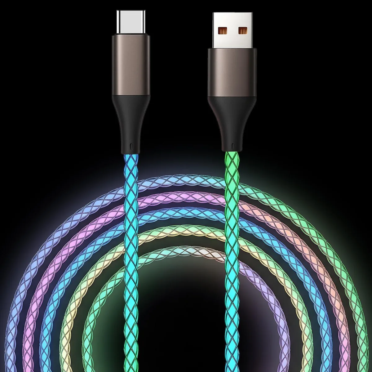 GE USB-C to USB-A cable 3 ft LED fast charging 480 Mbps — product photo