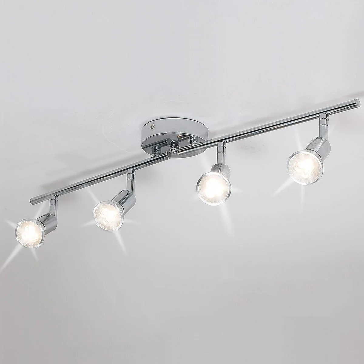 Chrome four-light track kit, 24.4 cm bar, four rotatable heads