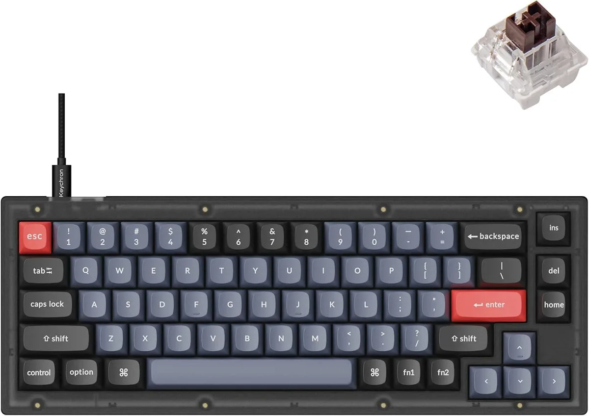 usbroway usbroway 65% 67-Key Gaming Keyboard Frosted Black Translucent Brown Switch — product photo