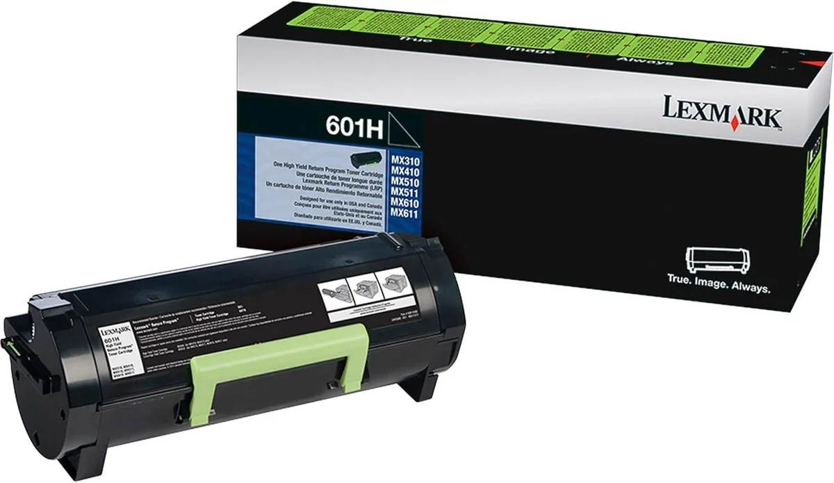 Black rectangular plastic waste toner box 18 x 5.5 x 7 inches