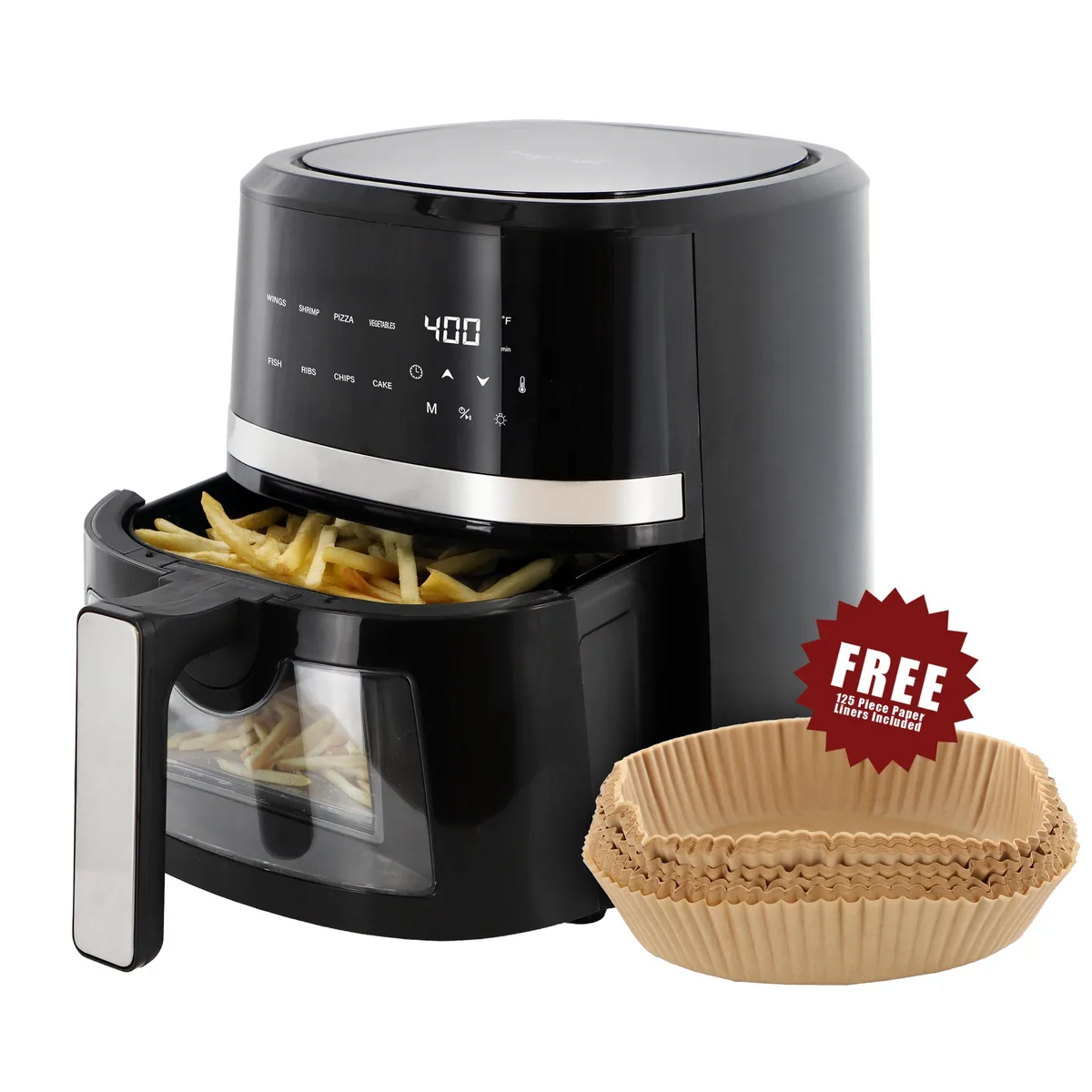 MegaChef MegaChef 4 Quart Digital Air Fryer Black Window 125 Liners — product photo