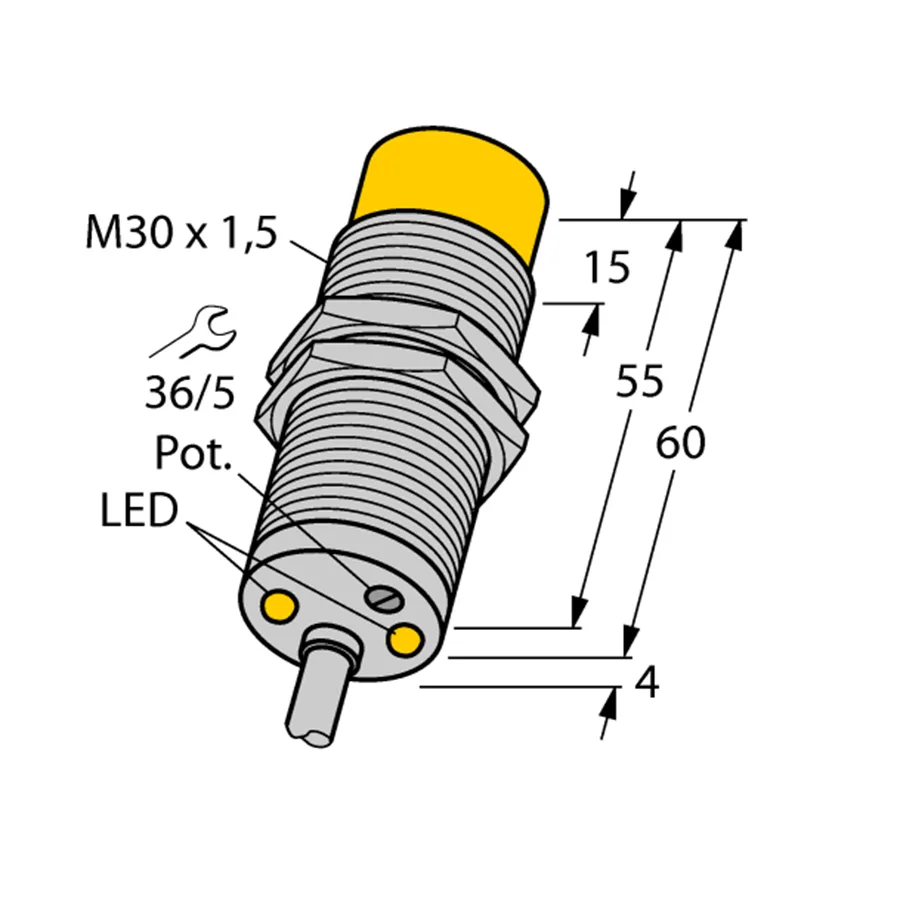 Turck Turck DNI20U-M30-AP4X2 1582233 inductive sensor PNP M30×1.5 10–65 VDC 20 mm 3000 rpm 180 g — product photo