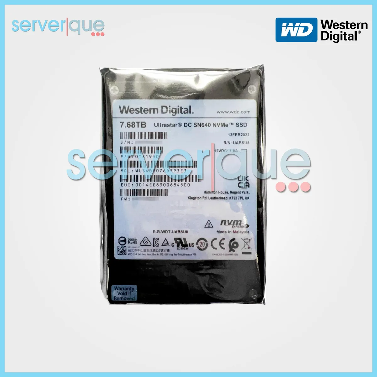 Western Digital Western Digital Ultrastar DC SN640 7.68TB PCIe 3.1 NVMe 2.5" internal SSD — product photo