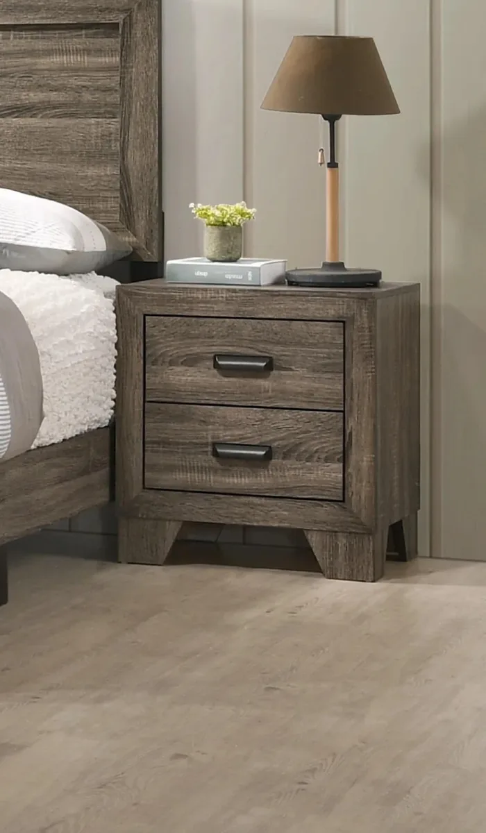 tuphen tuphen Transitional 2-Drawer Nightstand Rustic Gray 21.6" X 16.4" X 23.6"H — product photo
