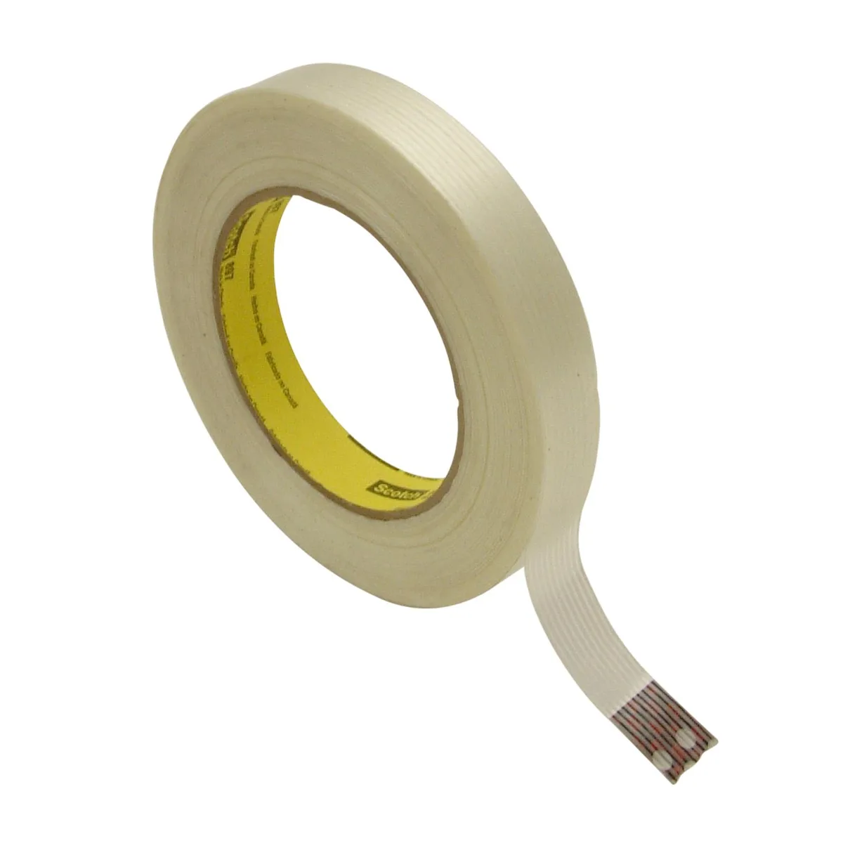 Clear filament strapping tape roll on 3 inch core