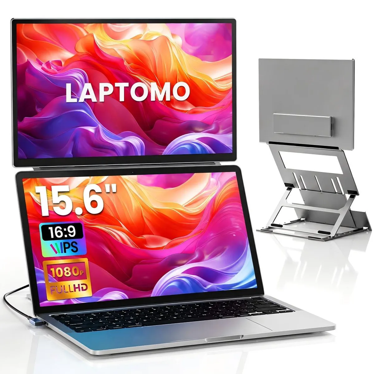 Laptomo Laptomo 15.6" FHD IPS Portable Monitor Silver — product photo