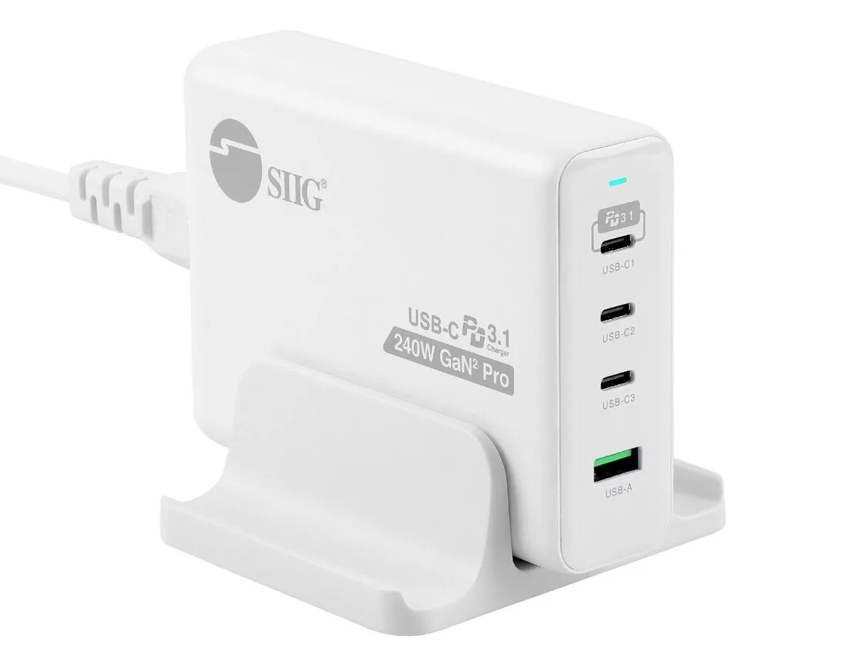 SIIG, Inc SIIG, Inc AC-PW1X11-S1 240W GaN USB charger 3C1A White — product photo