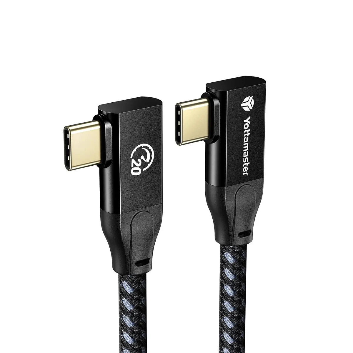 Yottamaster Yottamaster USB C to USB C Right Angle Cable 20Gbps 100W 10ft — product photo
