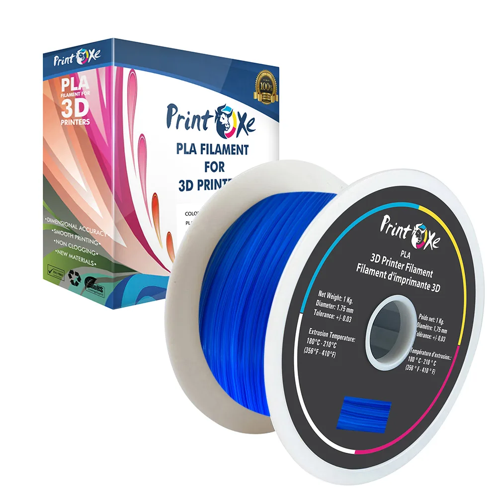 PrintOxe PrintOxe Clear Blue PLA Filament 1.75 mm 1 kg +/- .03 mm — product photo