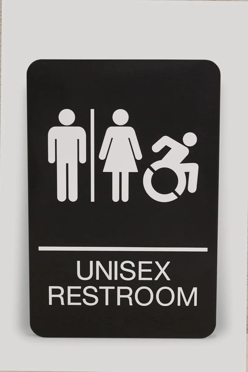 U. S. Stamp &amp; Sign U. S. Stamp &amp; Sign ADA Sign Unisex Restroom 6 x 9 Black Face White Graphics 7772 — product photo