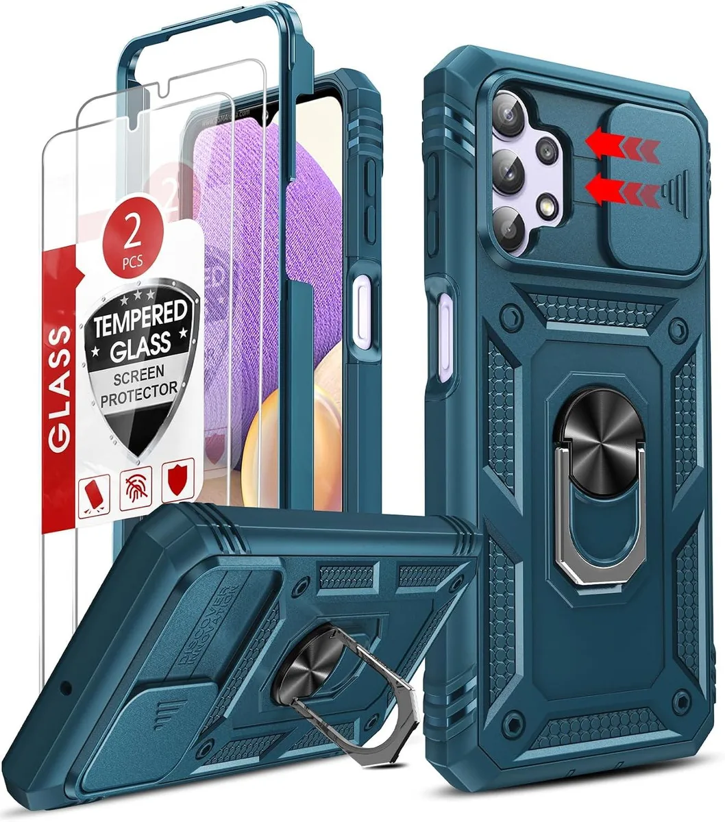 Transcend Transcend Galaxy A32 5G Case Sea Blue 360-degree protection with 2 screen protectors camera cover stand — product photo