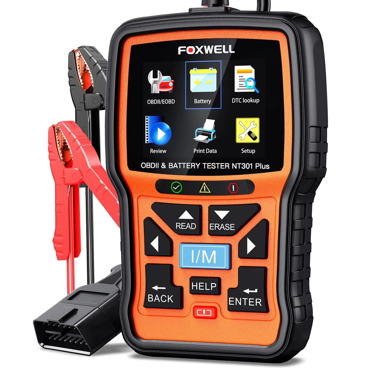  FOXWELL NT301 Plus 2-in-1 OBD2 Scanner Battery Tester 2.8" Color Display — product photo