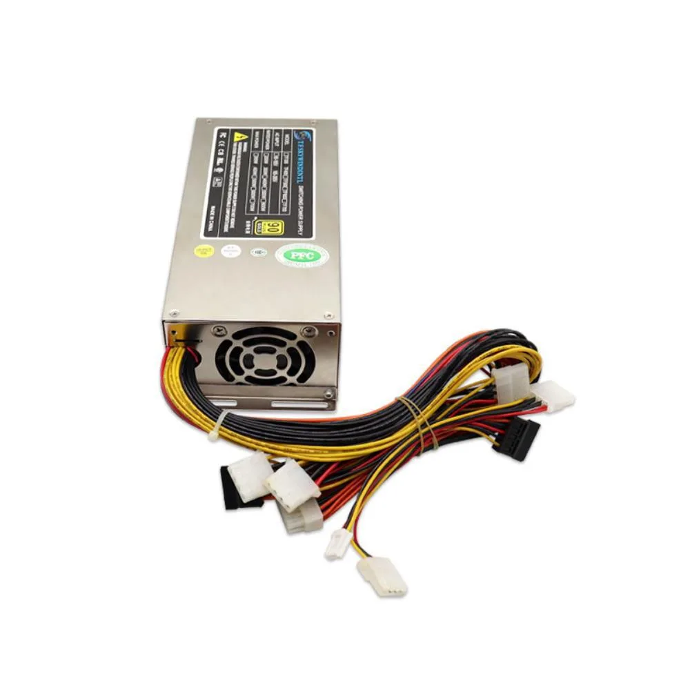 Silver rectangular 400W power supply unit with ventilation grille and label