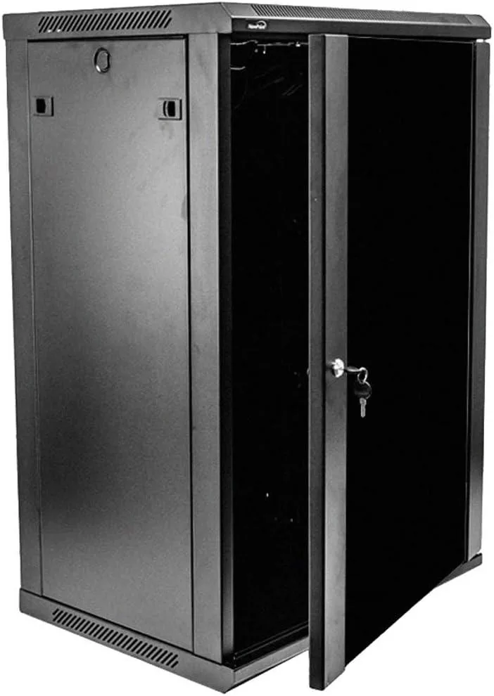 TAURKENAM TAURKENAM 18U 19-Inch Wallmount Server Rack 16-Inch Deep Black with Shelves — product photo
