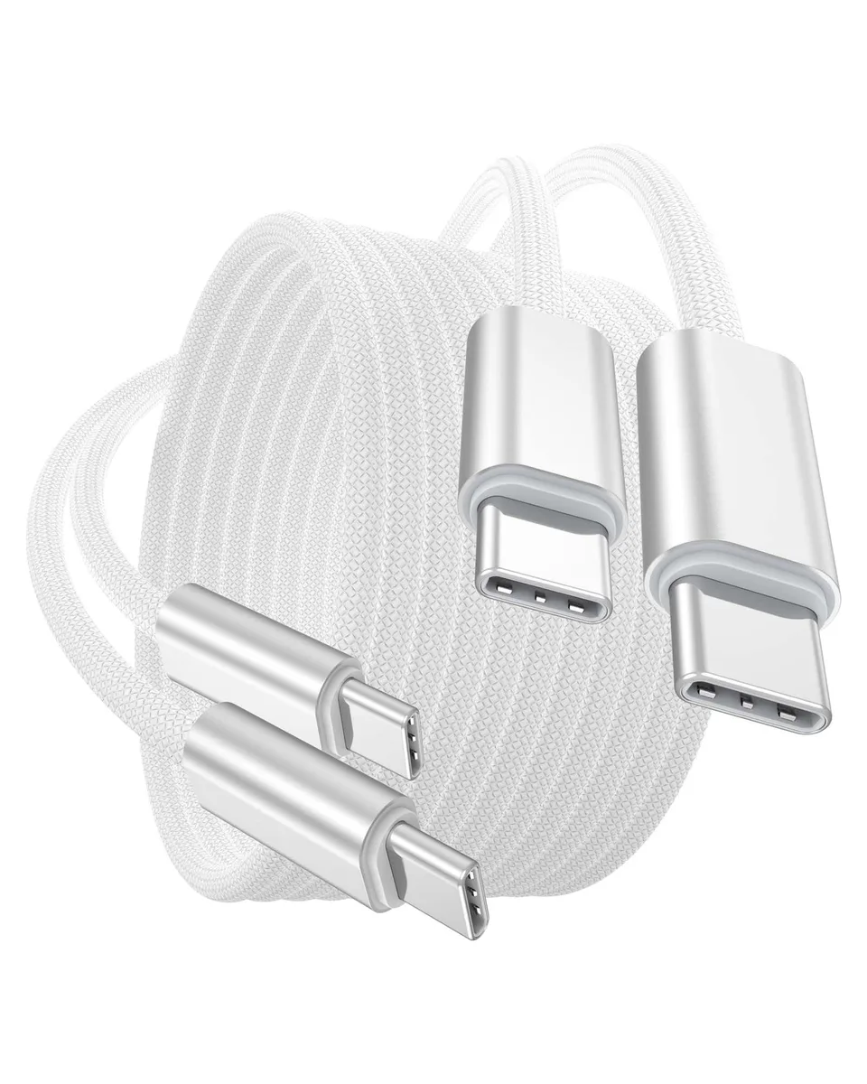  UVOOI 240W USB-C to USB-C Cable 6.6FT 2-Pack Silver — product photo