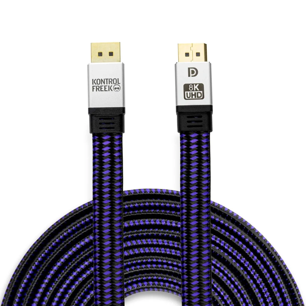 KontrolFreek KontrolFreek DisplayPort 1.4 Cable 12ft 3.6m Nylon Braided Black Purple 2 in 1 accessory — product photo