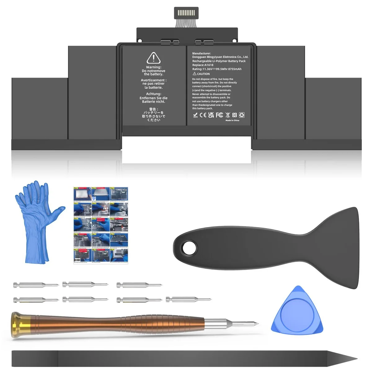  A1398 11.36V 99.5Wh 8755mAh laptop battery — product photo
