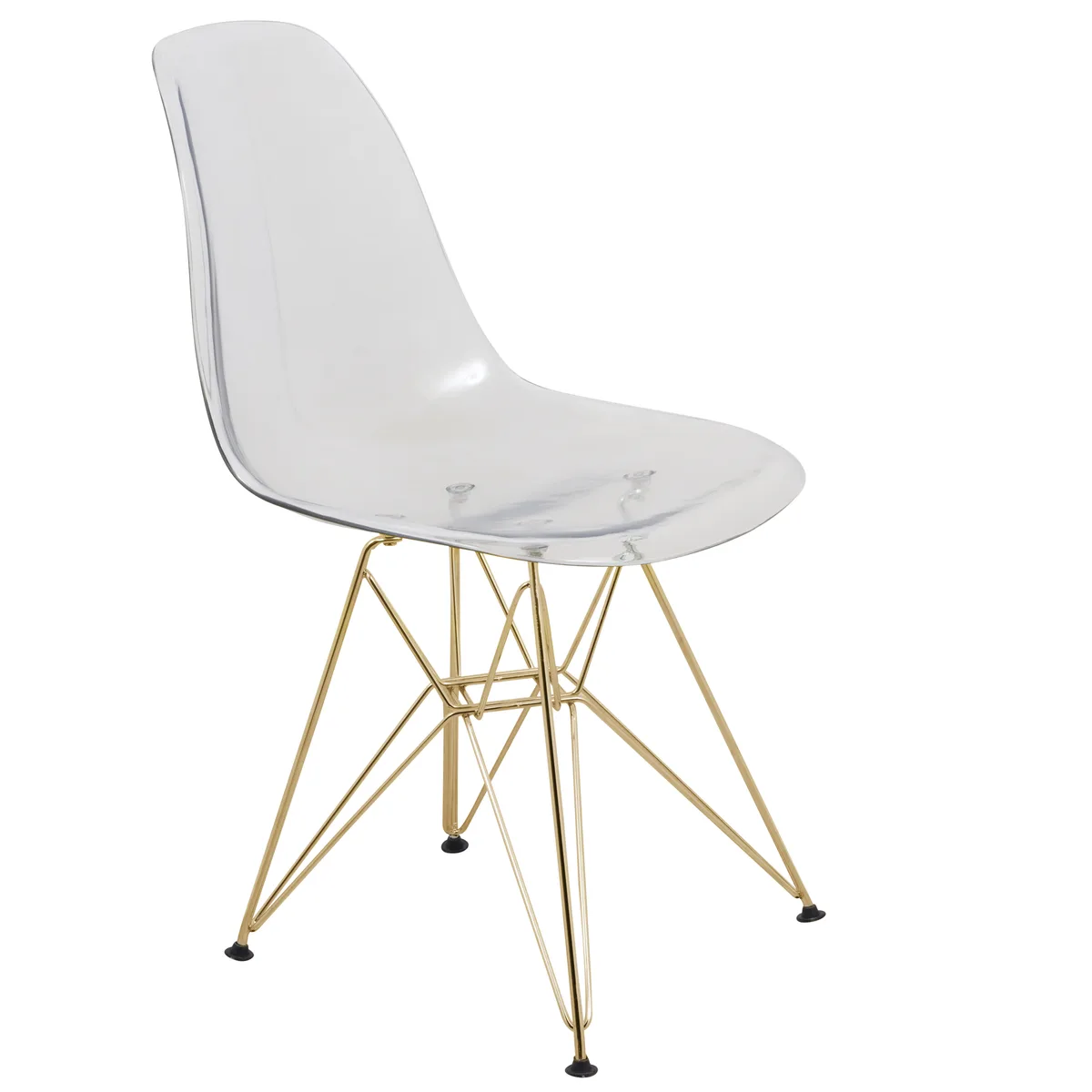 LeisureMod LeisureMod Cresco Eiffel Molded Dining Chair Gold Base Clear — product photo