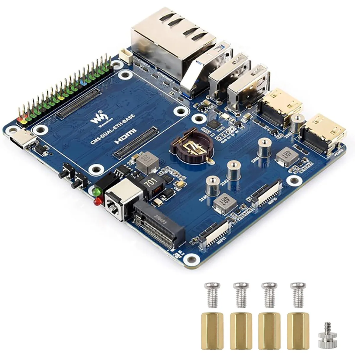 LORDWORLD LORDWORLD Dual Ethernet Base Board for Raspberry Pi CM5 2.5G 1G RJ45 Dual MIPI NVMe development board — product photo