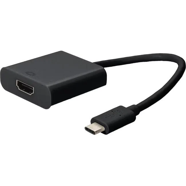 A short black USB-C male to HDMI female adapter cable about 7.9 inches long