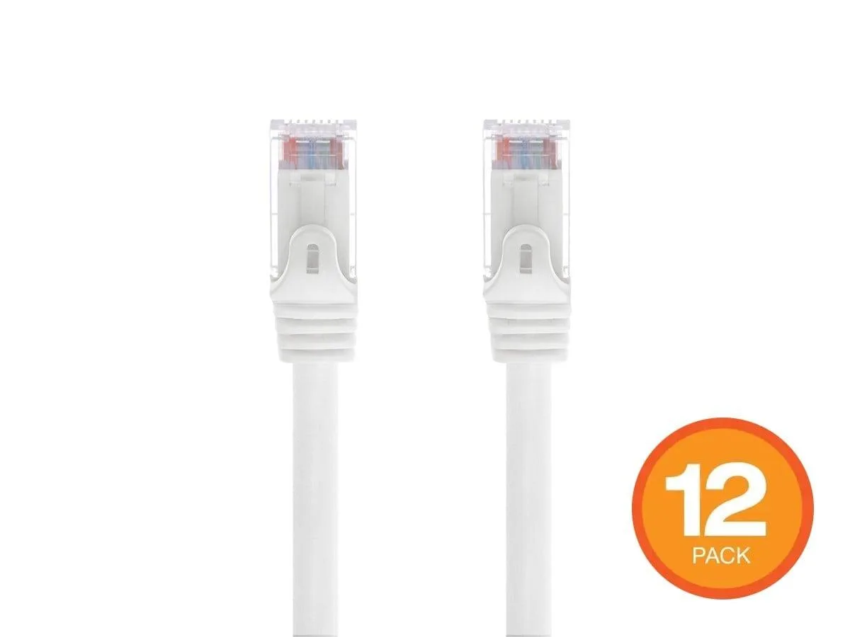 Monoprice Inc. Monoprice 143343 Cat6 Ethernet Cable 3 ft White 12 Pack 550MHz 24AWG Stranded UTP Flexboot — product photo