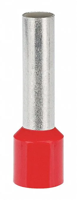 Clear polypropylene insulated copper ferrules with red colour coding and tin-plated barrels